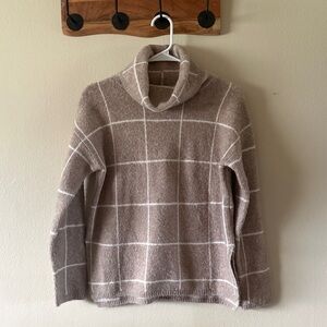 Madewell Windowpane Plaid Turtleneck Sweater Wool Blend Preppy Academia size XS